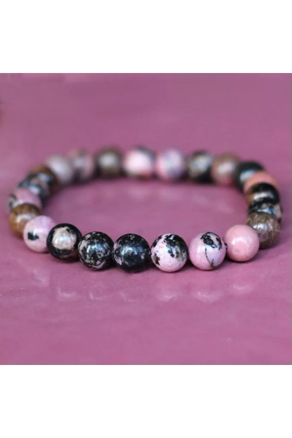 Rhodonite Gemstone Natural Stone 8mm Beads Healing Protection Stretchy Bracelet