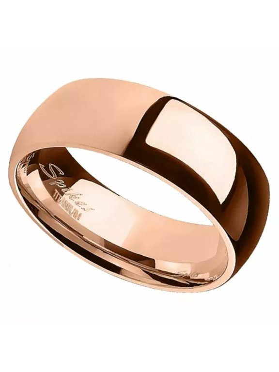 Rose Gold Titanium Copper Color Minimalist Ring Wedding Band Anniversary Promise-12