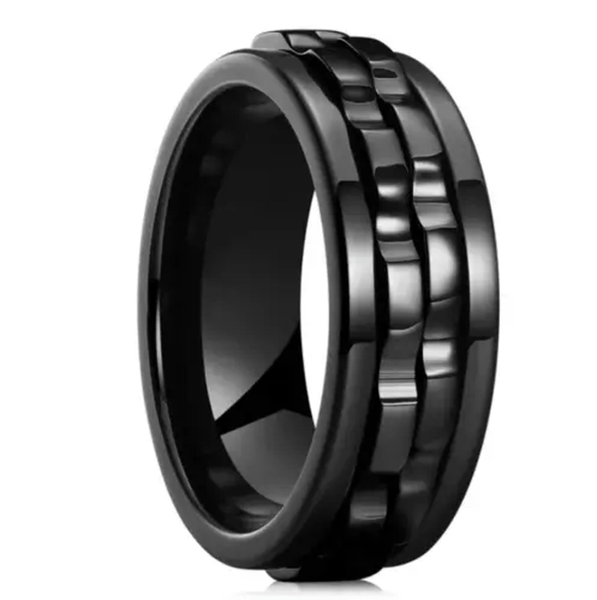 MATROOY Rotating Anxiety Fidget Ring Fashion Punk Gear Stainless Steel ...