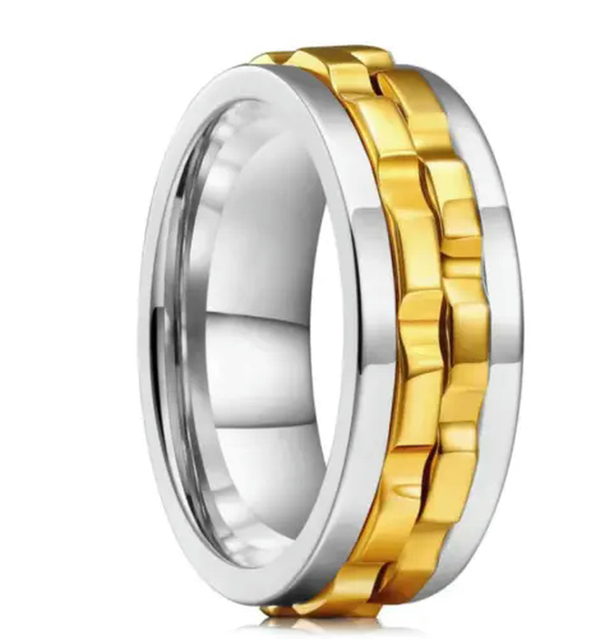 MATROOY Rotating Anxiety Fidget Ring Fashion Punk Gear Stainless Steel ...