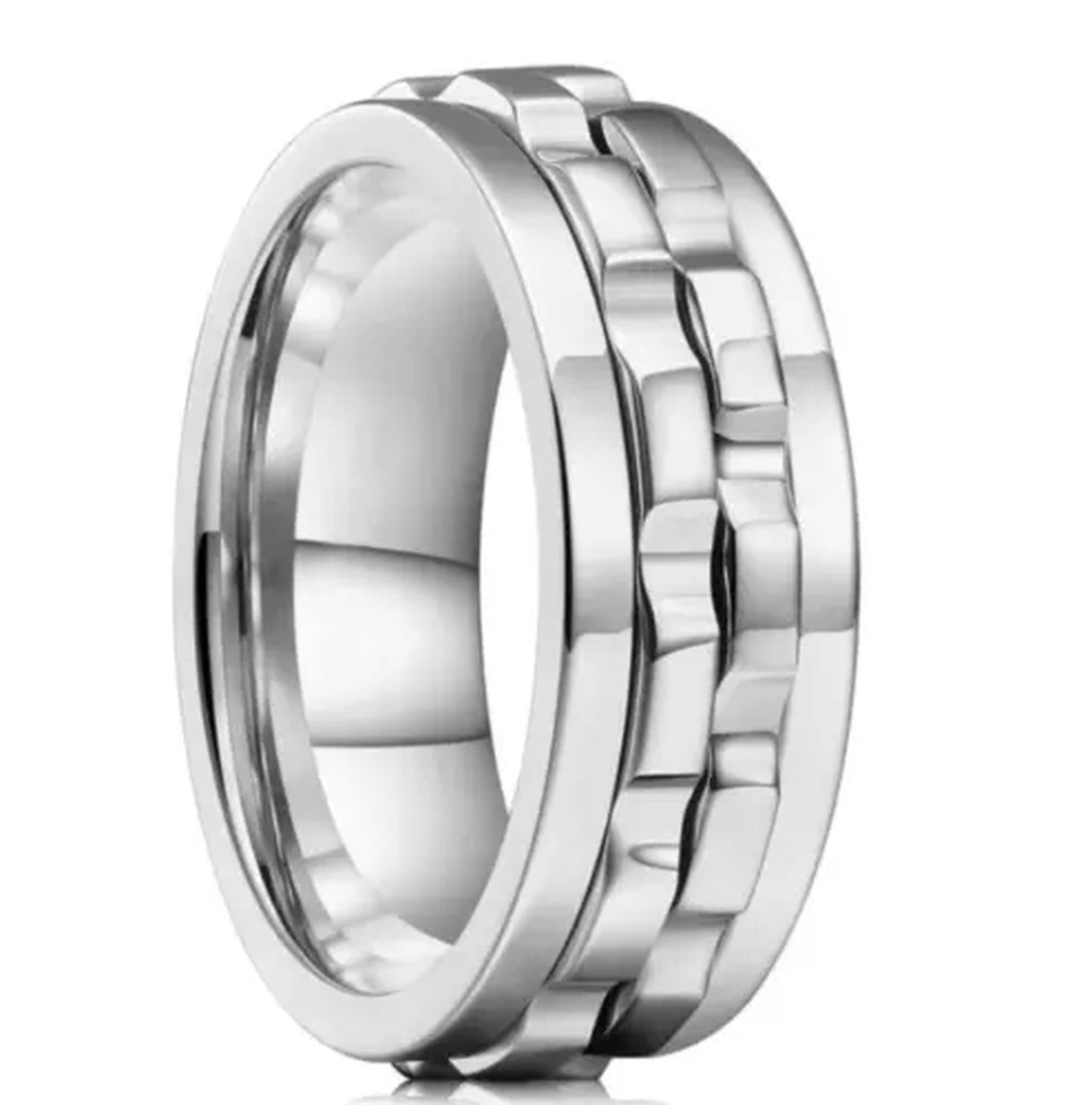 MATROOY Rotating Anxiety Fidget Ring Fashion Punk Gear Stainless Steel ...