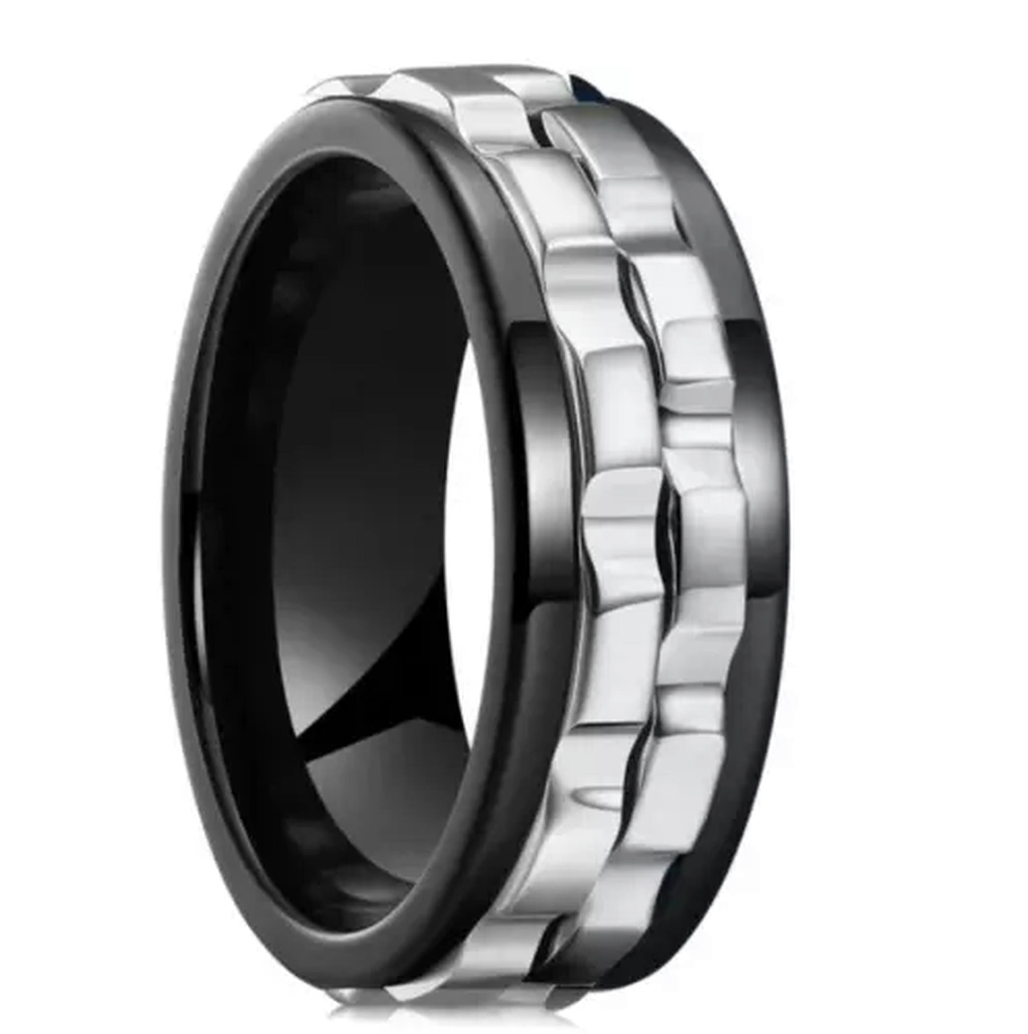 MATROOY Rotating Anxiety Fidget Ring Fashion Punk Gear Stainless Steel ...