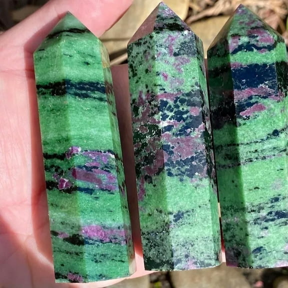 MATROOY Ruby Zoisite Healing Reiki Crystal Tower Wand Obelisk Mineral Rocks Collection