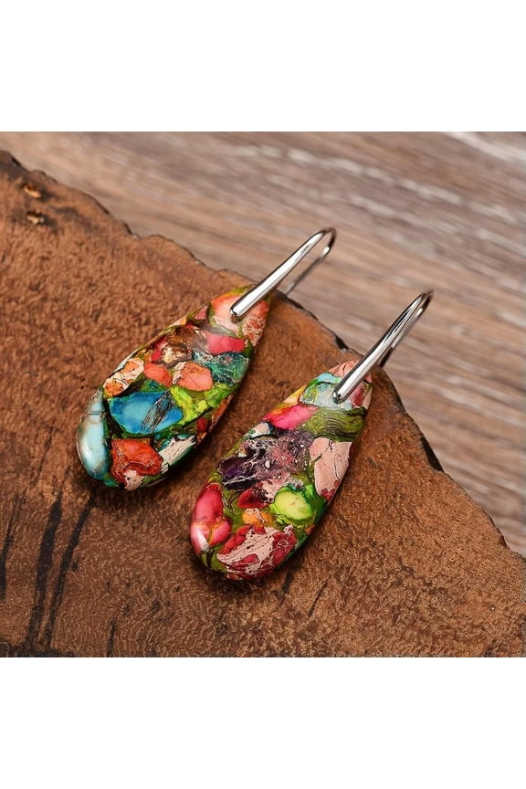 Sea Sediment Women Boho Dangle Healing Reiki Chakra Protection Earrings Gifts