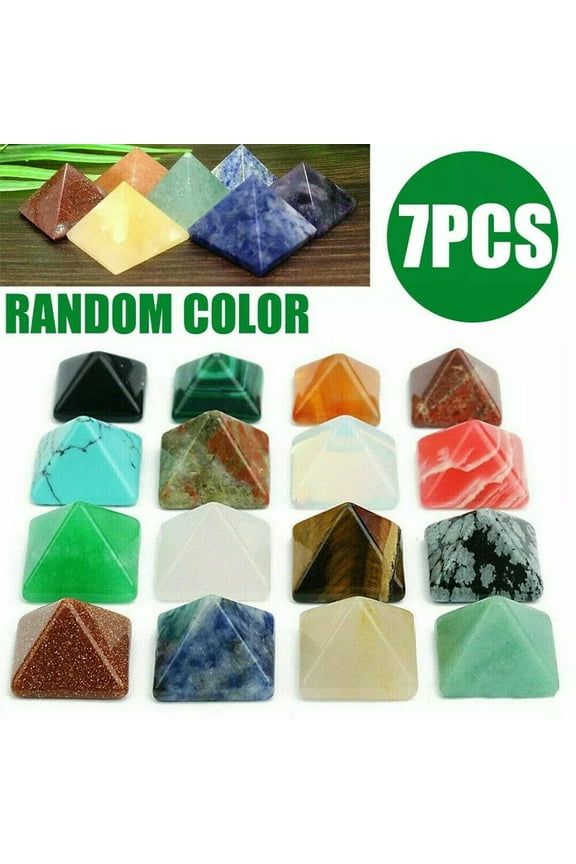 Set of 7pcs Chakra Pyramid Stone Set Crystal Healing Natural Spirituality Gems