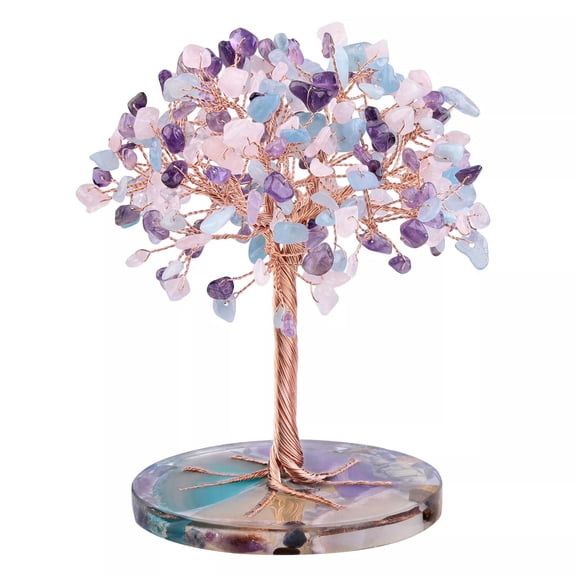 MATROOY Seven Chakra Gemstone Tree for Reiki Healing Natural Stone Good Luck Decor Tree