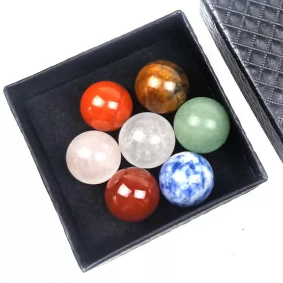 MATROOY Seven Star Group Natural Amethyst Chakra Crystal Sphere Ball with Black Box-style B