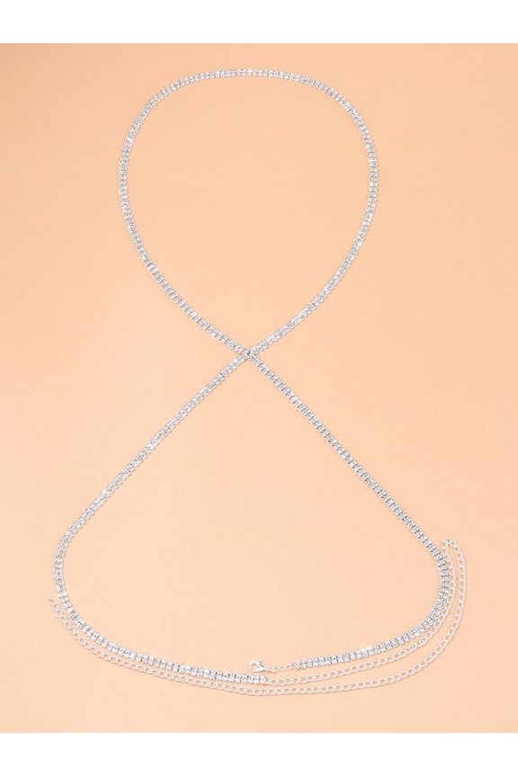 Sexy Multilayer Lingerie Chain for Women Ladies Chest Bra Body Jewelry-silver