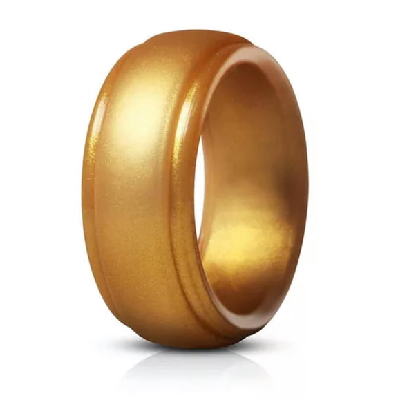 MATROOY Silicone Ring Men&Women Ring Finger Ring Hypoallergenic Rubber Bands Outdoor --gold-10
