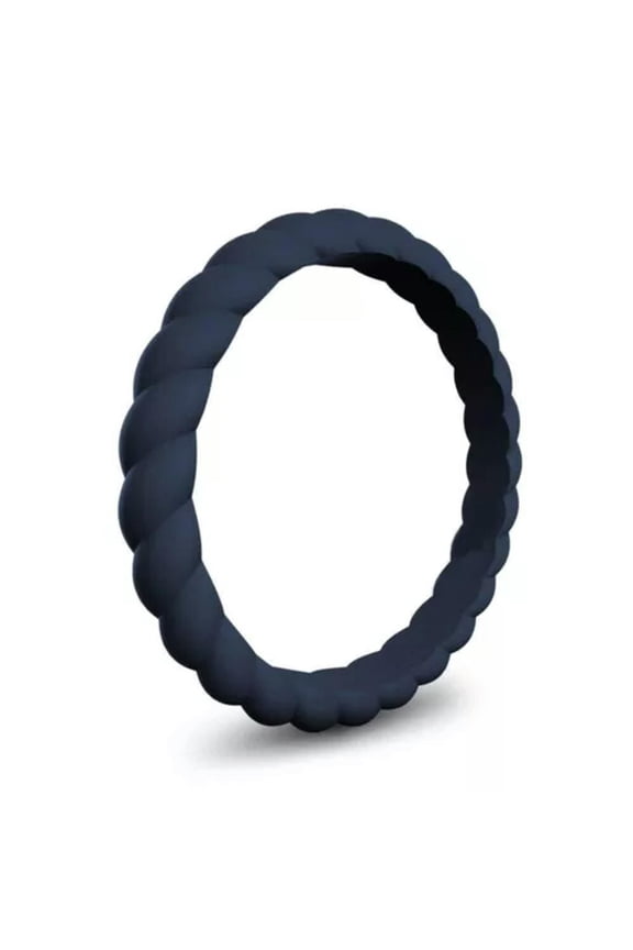Silicone Wedding Engagement Ring 3mm Flexible Rubber Band Sports Finger Rings-dark blue-6