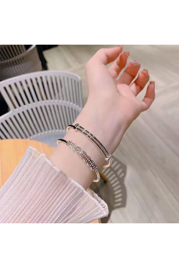 Silver Color Beads Copper Coins Bangles Lucky Rich Simple Fashion Bracelets WY4