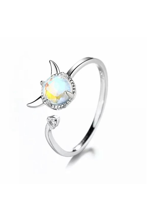 Silver Crystal Heart Feather Knuckle Ring Open Zircon Women Adjustable-36-Devil
