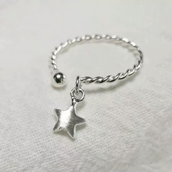 MATROOY Silver Crystal Heart Feather Knuckle Ring Open Zircon Women Adjustable-68-Sta