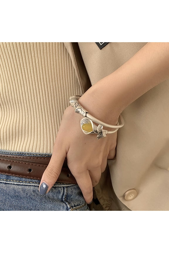 Silver Cuff Bangle Vintage Bracelet Retro Lotus Thin 925 Sterling Women Jewelry-SL0411-