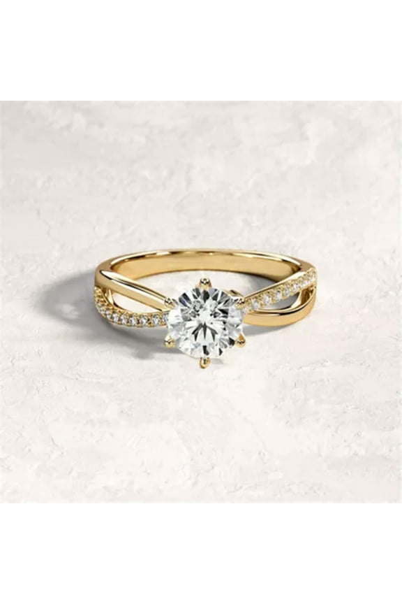 Silver Filled Cross Jewelry Bridal Ring Size 5-11 Wedding Round Crystal Rings C-Gold-7
