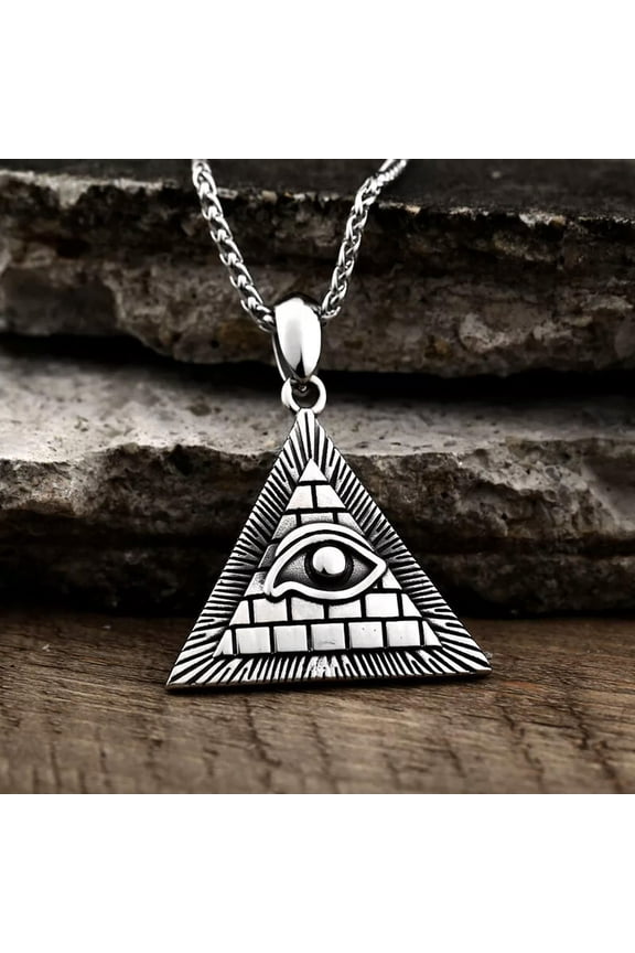 Silver Freemasonry Eye of Providence Pendant Necklace Chain Men's Jewelry Gift