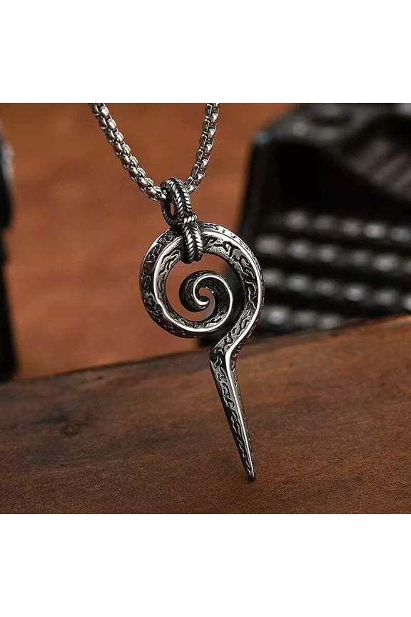 Silver Gothic Totem Snake Scepter Pendant Necklace Men's Jewelry Chain 24" Gift