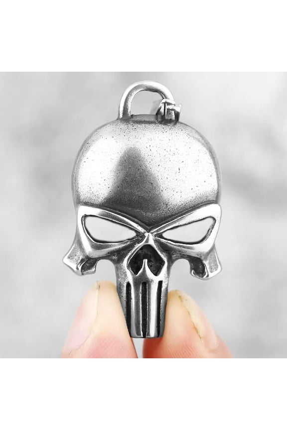 Silver Punisher Skull Pendant Necklace Men's Gothic Punk Rock Jewelry Chain 24"