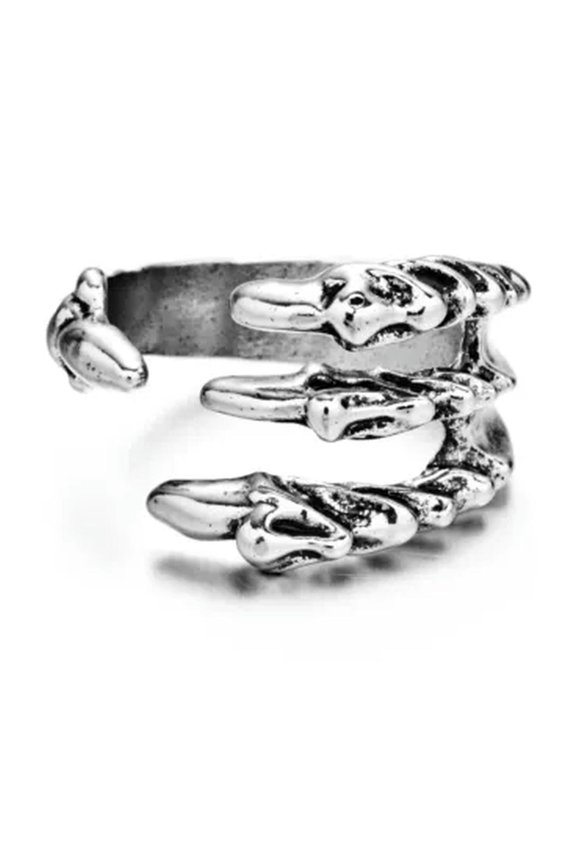 Silver Retro Frog Cat Owl Animal Rings Open Finger Ring Jewelry Adjustable-20-Eagle Claw