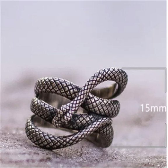 MATROOY Silver Snake Cubic Zirconia Rings Jewelry for Women/Men Ring Sz Adjustable-#9-7