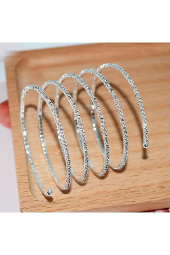 Silver Upper Arm Cuff Swirl Bracelets with Rhinestones Diamonds for Women Ladies-silver 5 rows