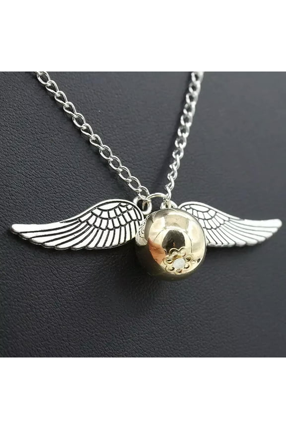 Silver Wings Snitch Necklace, Stylish Charming Necklace Angel Wings