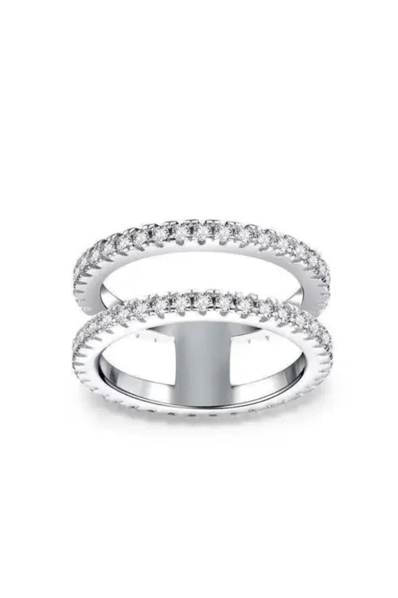 Simple Double Layer Rhinestone Rings For Women Wedding Jewelry Gift-10-1#