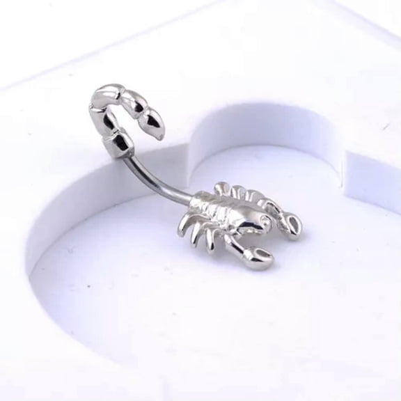 MATROOY Simple Personalized Scorpion Belly Button Navel Ring Body Belly Piercing Jewelry-White
