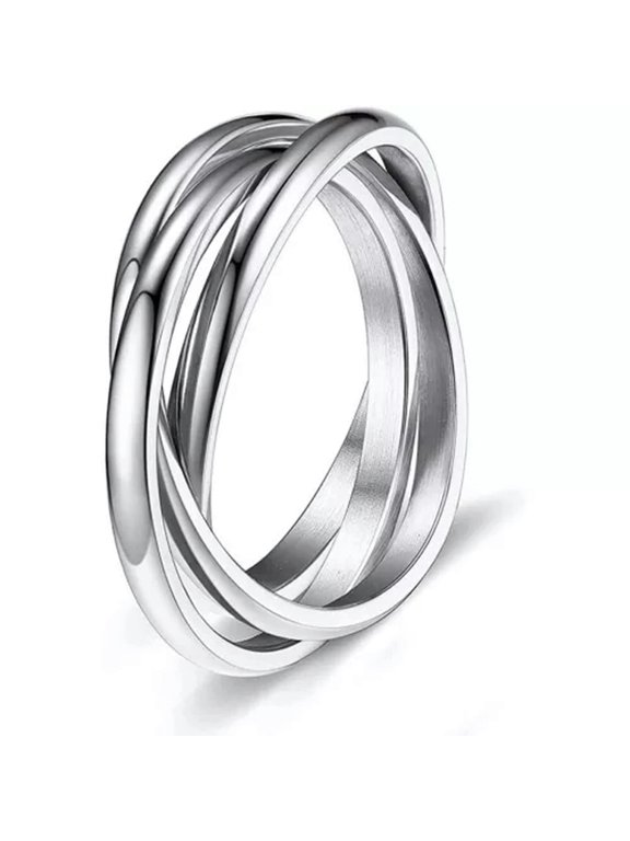 Simple Titanium Steel Rings Women Men Party Band Ring Jewelry Gifts Size 7-12-Silver-10