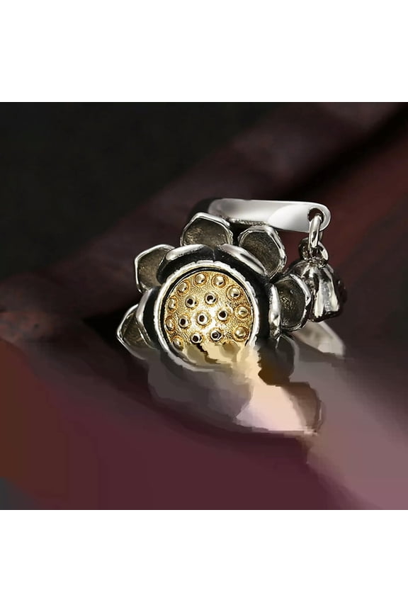 Solid 925 Sterling Silver Band Men Women Gift Lucky Retro Lotus Open Ring
