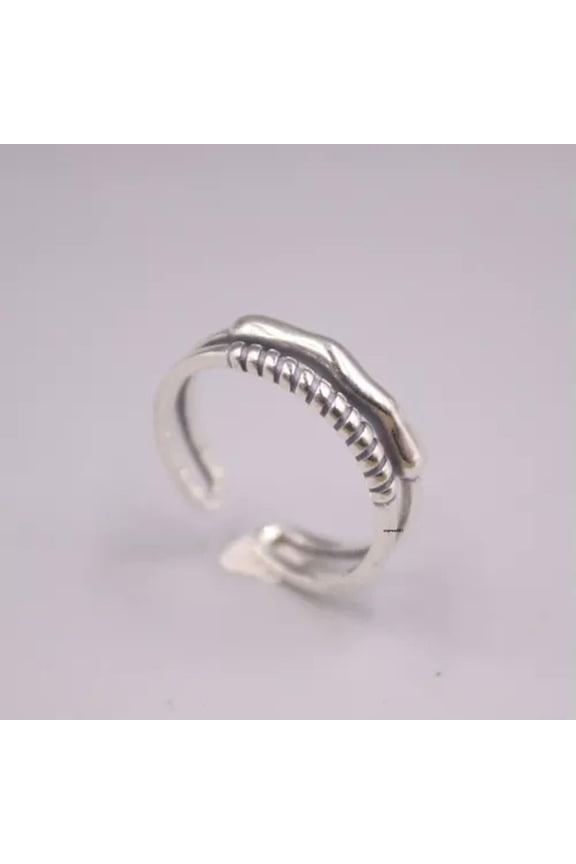 Solid 925 Sterling Silver Band Men Women Glossy Carved Twill Hollow Open Ring