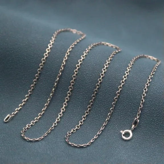 MATROOY Solid 925 Sterling Silver Chain Women Lucky Small 2mm O Link Necklace 17.7inch