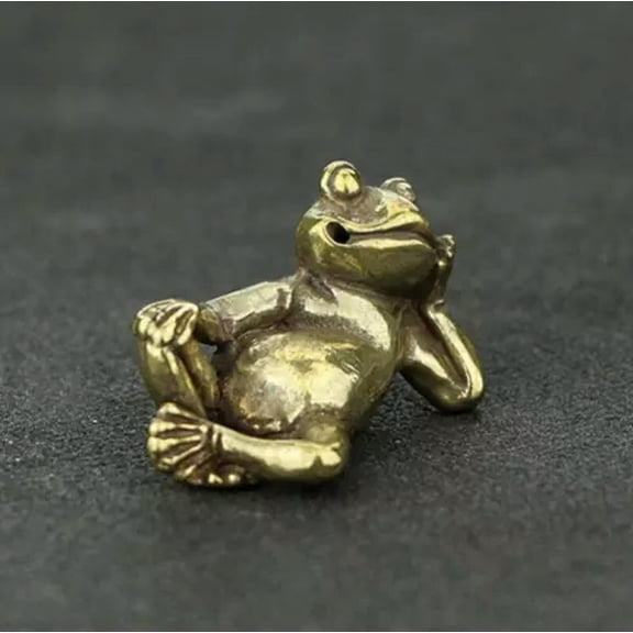 MATROOY Solid Brass Frogs Figurine Animal Figurines Decoration Small Frog Desk Statue