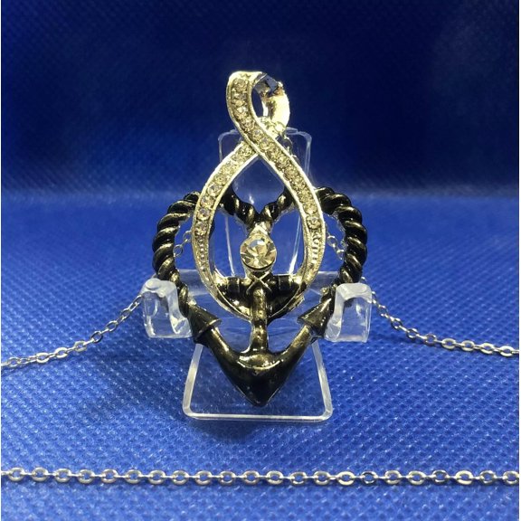 MATROOY Sparkling Rhinestone Pendant Necklace, Anchor Infinity Symbol