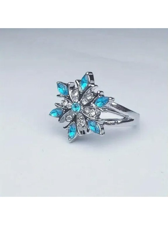 Sparkling Snowflake Design Paved Shining Rhinestone Ring-6