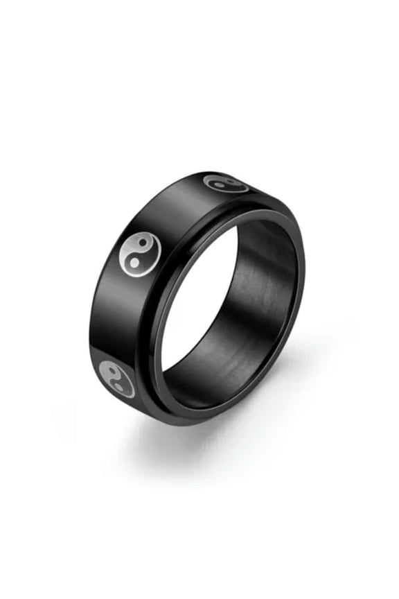 Spinner Fidget Anxiety Ring Stainless Steel Spinning Rings for Woman Men Jewelry-05#8mm YinYang TaiChi-9