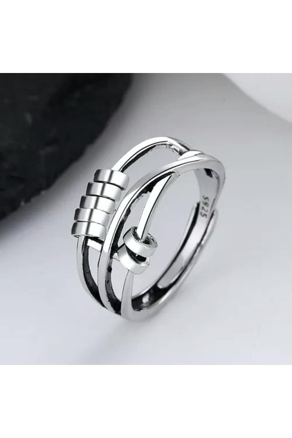 Spinner Fidget Anxiety Ring Stainless Steel Spinning Rings for Woman Men Jewelry-29# spinner ring-open size