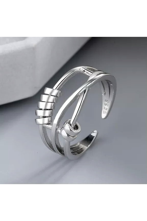 Spinner Fidget Anxiety Ring Stainless Steel Spinning Rings for Woman Men Jewelry-30# spinner ring-open size
