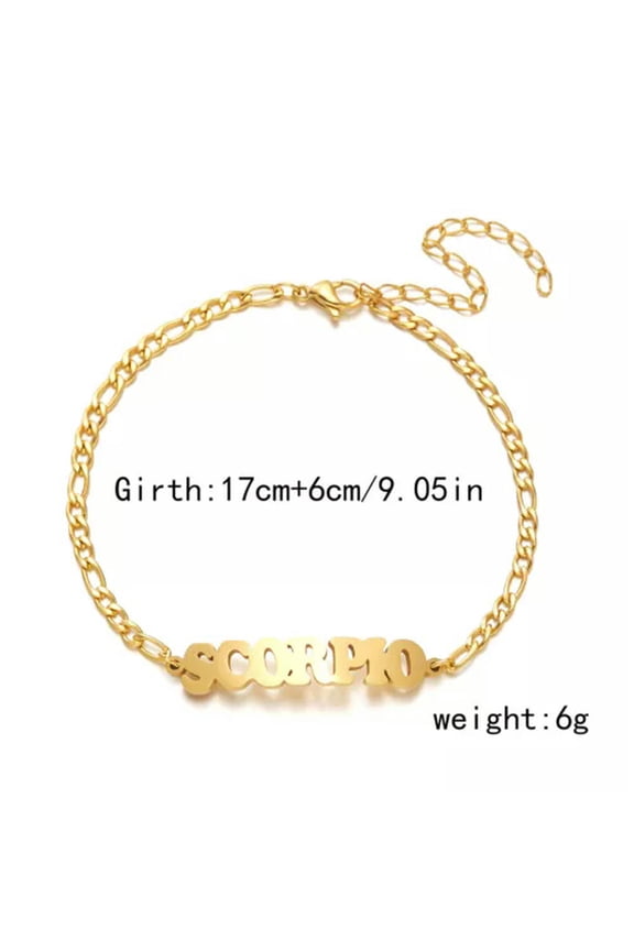 Stainless Steel 12 Zodiac Constellation Sign Gold Chain Bracelet Adjustable Gift-Scorpio