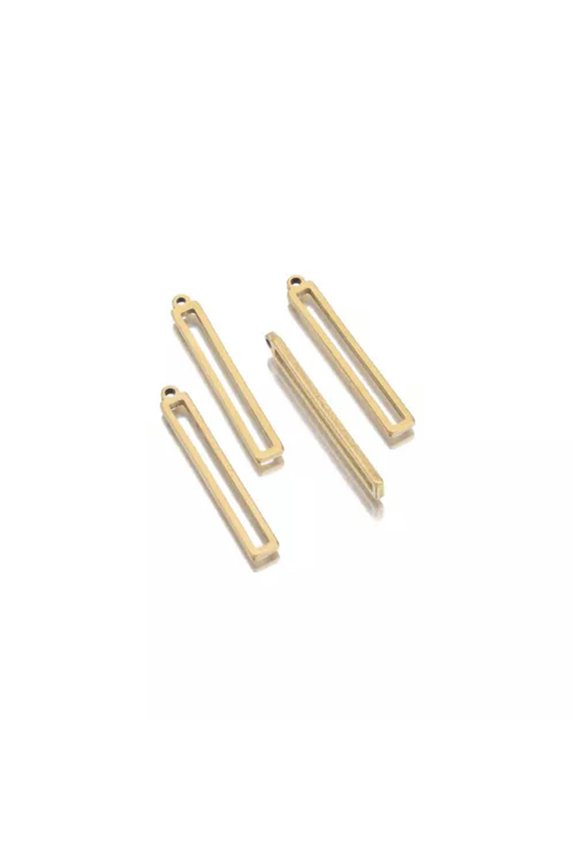 Stainless Steel Bar Charm Rectangle Drop Component with Cut Out Pendant Jewelry-Gold Plated (5pcs)