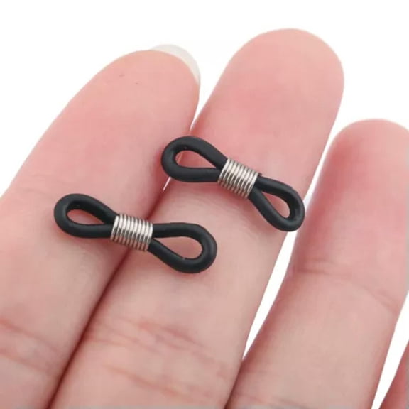 MATROOY Stainless Steel Bead Holder Strap Rubber Loop End Eye Glasses Retainer Connector-Black Ring-Spring