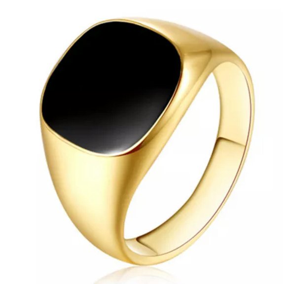 MATROOY Stainless Steel Black Men Rings Engagement Square Titanium Ring Wedding Jewelry-gold-12