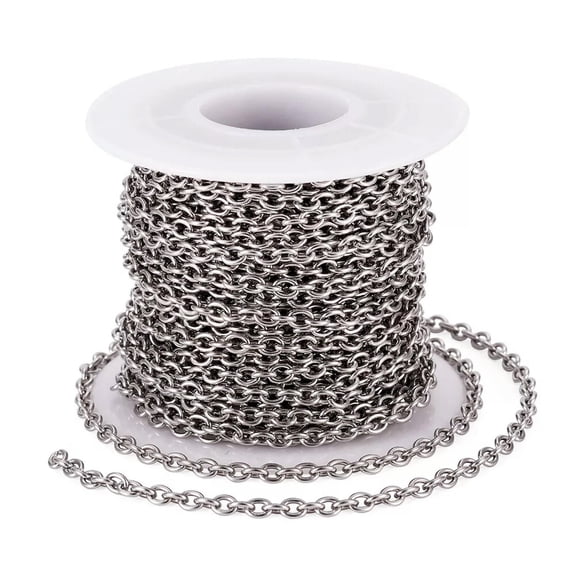 MATROOY Stainless Steel Cable Chains 32.8 Feet/ 10 Meters Unwelded Oval Link 4x3mm