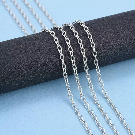 MATROOY Stainless Steel Cross Chains Unwelded 3x2mm 10m/roll DIY Necklace Links