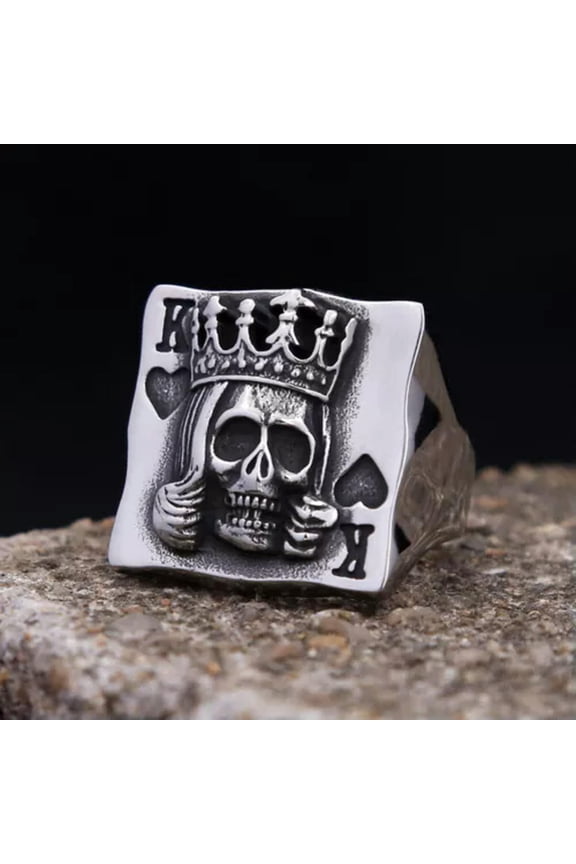 Stainless Steel Crown Skull Ring For Men Hip Hop Rock Punk Biker Amulet Jewelry-7