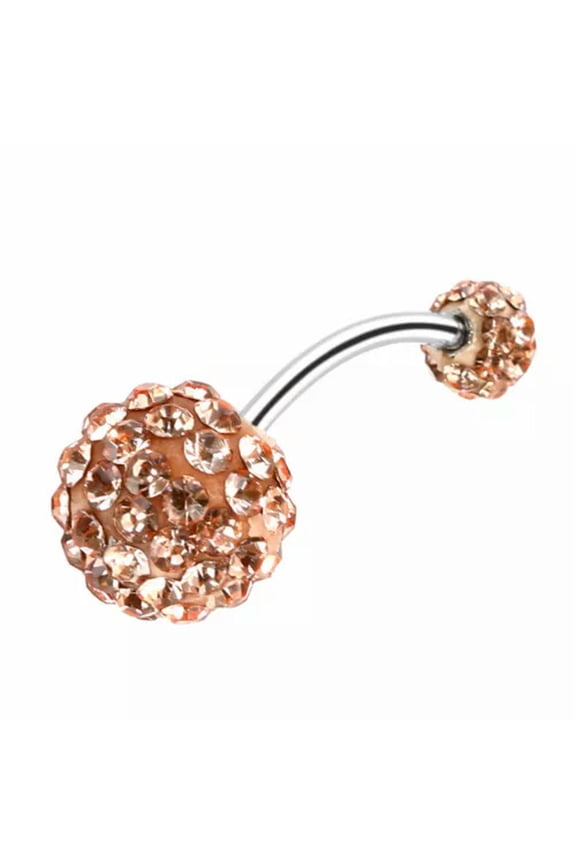 Stainless Steel Crystal Bar Belly Ring Body Piercing Button Navel Decor Jewelry-champagne