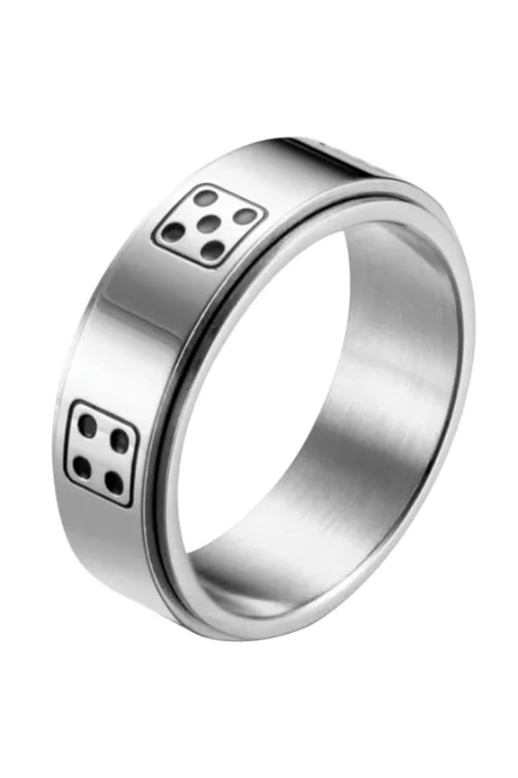 Stainless Steel Dice Design Spinner Ring Fidget Band for Anxiety Stress Relief-6