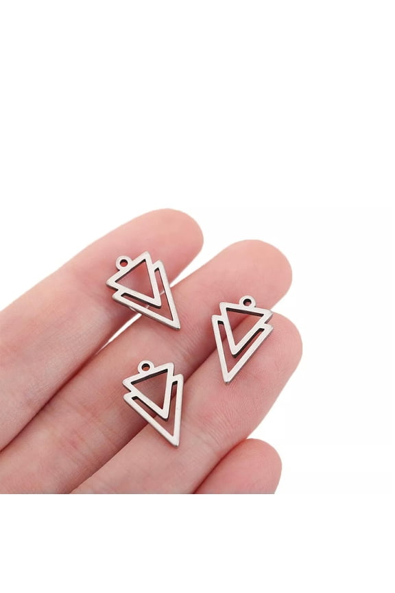 Stainless Steel Double Triangle Charms Geometric Pendants For Diy Jewelry Making