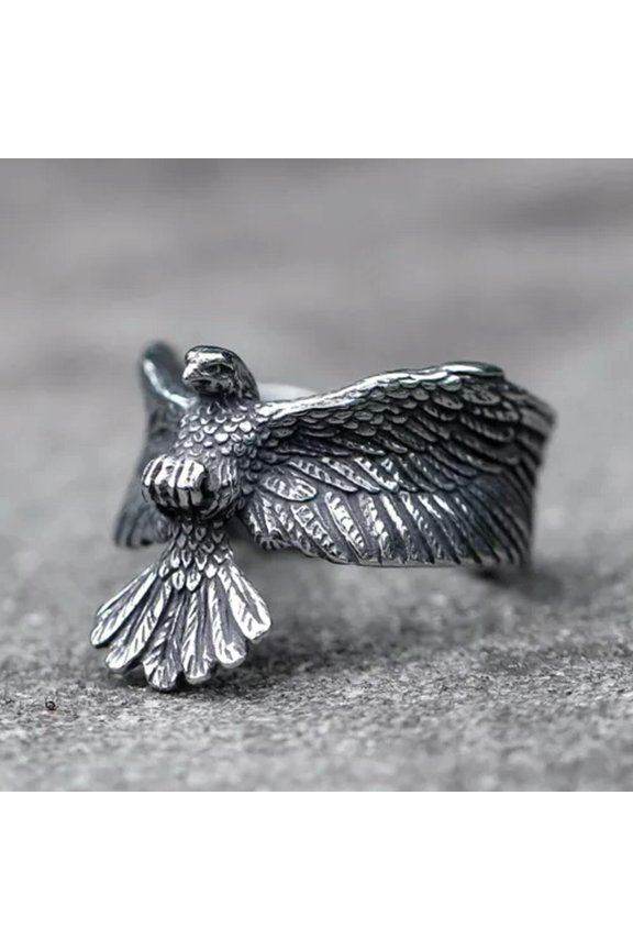 Stainless Steel Eagle Ring Punk Rock Biker Amulet Gift Jewelry PING-12