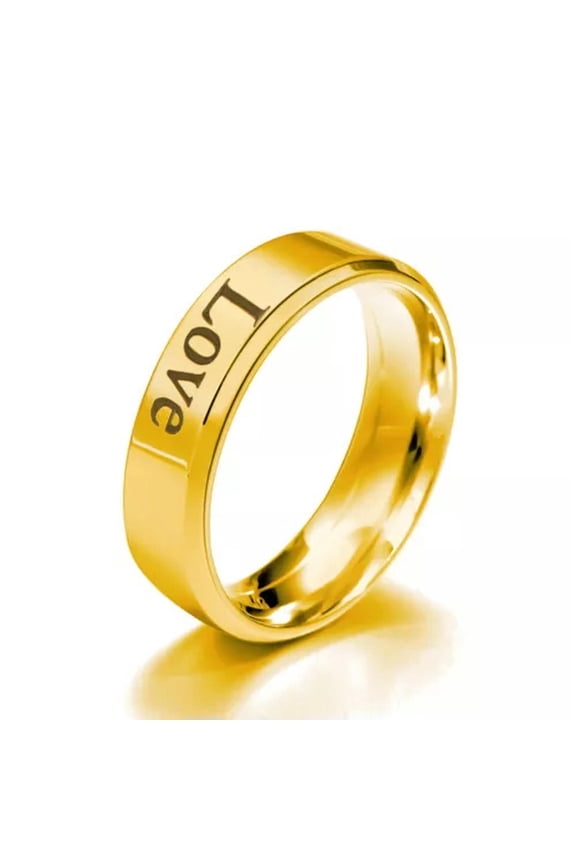 Stainless Steel Engraving Ring Name Custom Ring Jewelry Unisex Gift-Gold-7